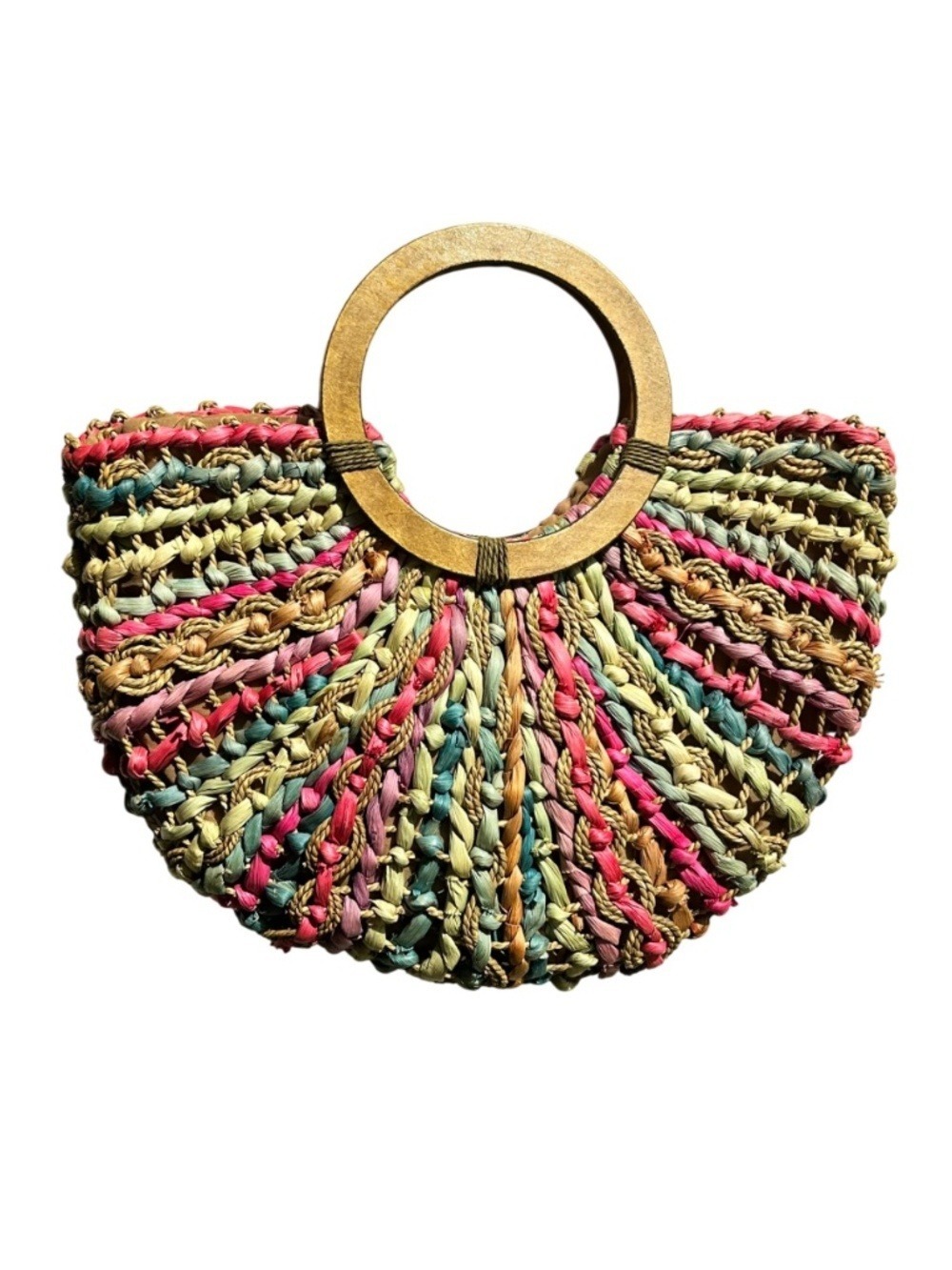 Kelly & Katie Woven Pastel Dyed Natural Straw Tote Bag